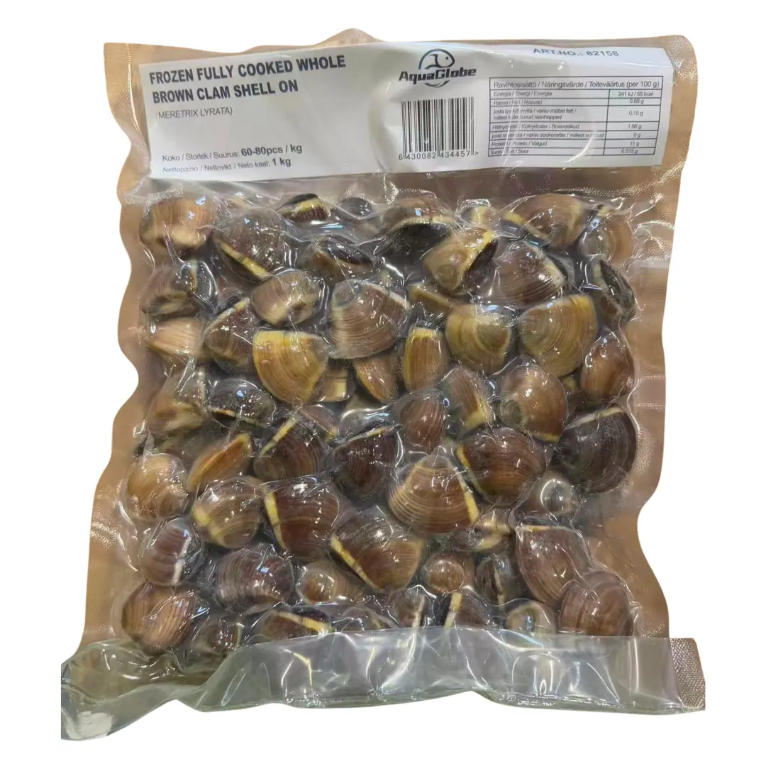AquaGlobe Frozen Fully Cooked Whole Brown Clam Shell On 60-80 1kg | AquaGlobe 带壳 熟棕蛤 60-80 1kg