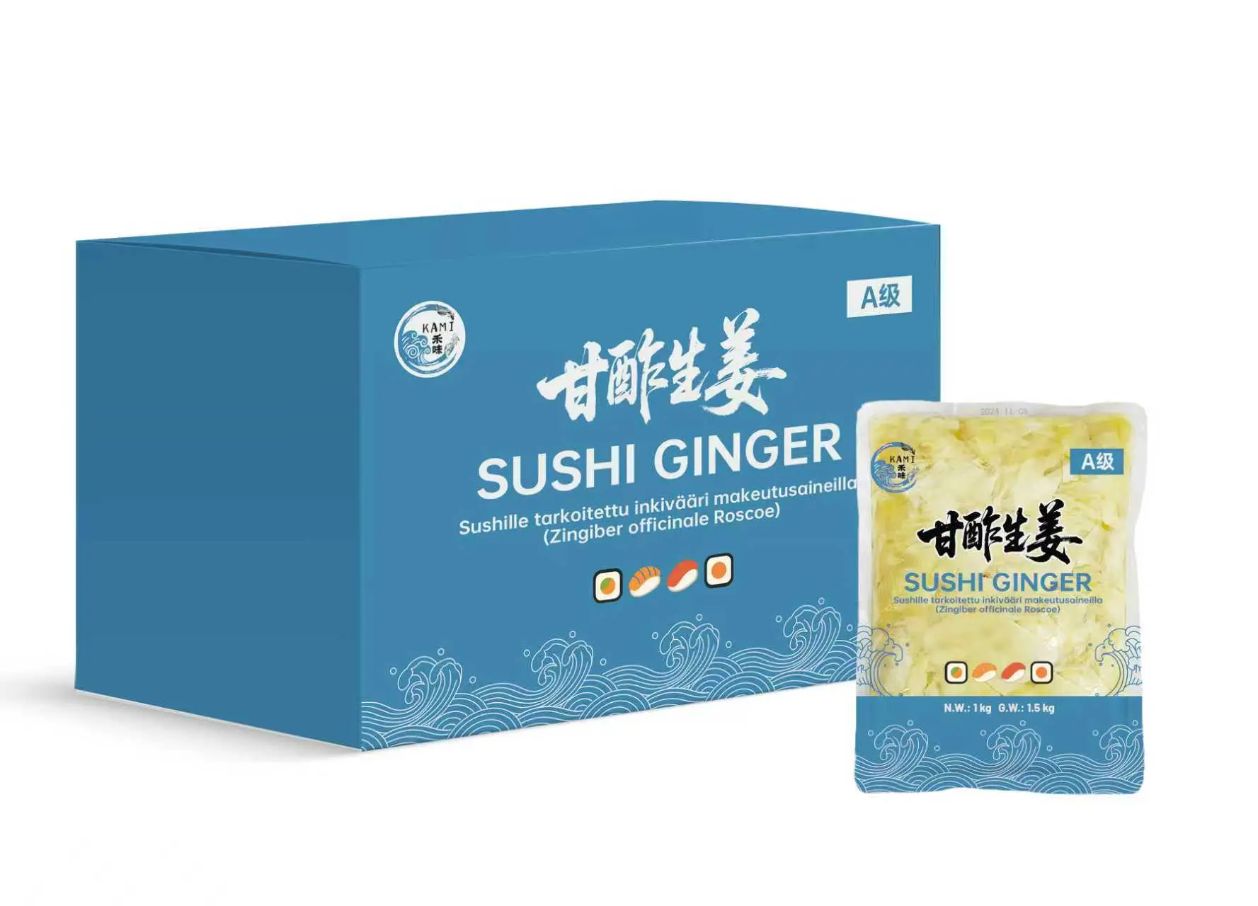Kami Ginger Pickled 1kg*10/CTN | 禾味 寿司姜片 1kg*10/箱