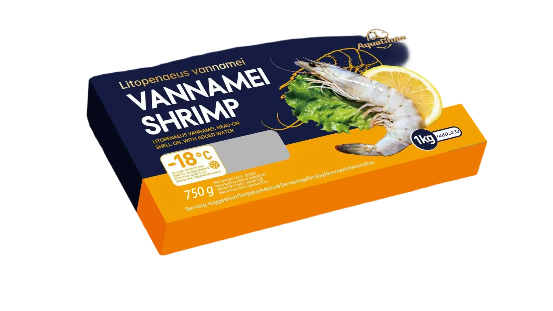 GOLDEN AQUAGLOBE HOSO Shrimp 30/40 750g | 金标AQUAGLOBE 白虾 30/40 有头有壳 750g